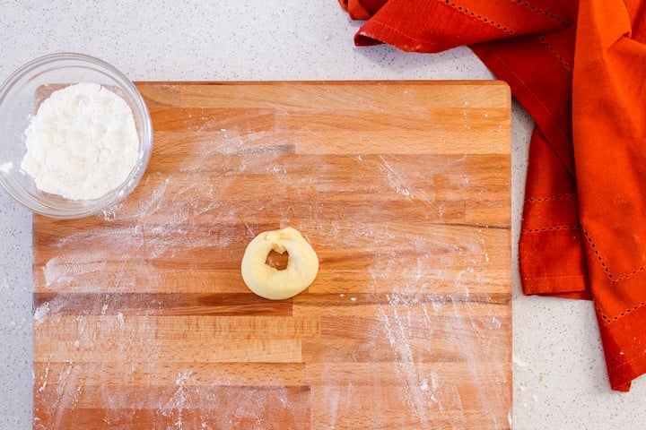 The wine cookie is shaped in a ring. 