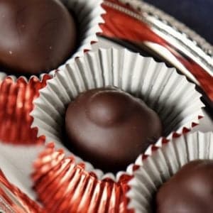 A close up photo of homemade baci chocolate.