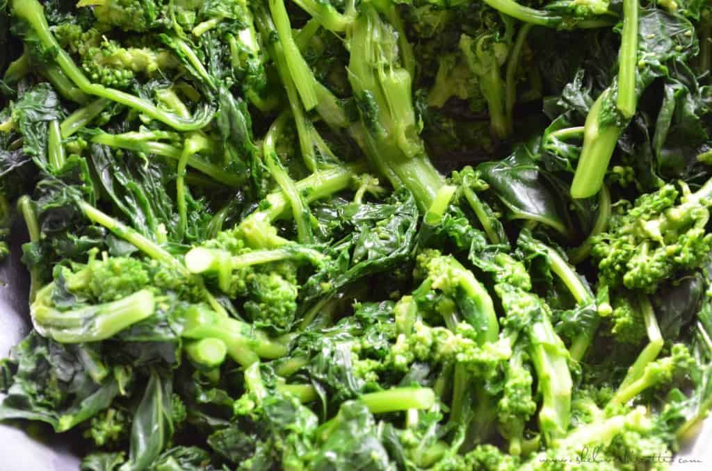 Cooked broccoli rabe.