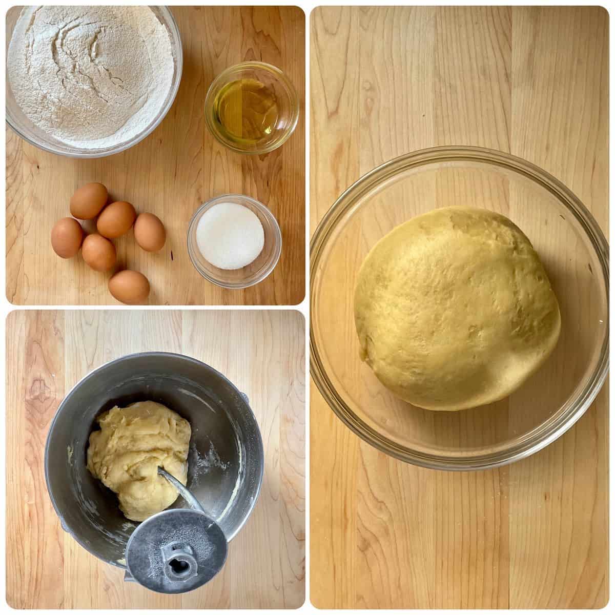 Process photos to make the dough for ricotta fiadone.