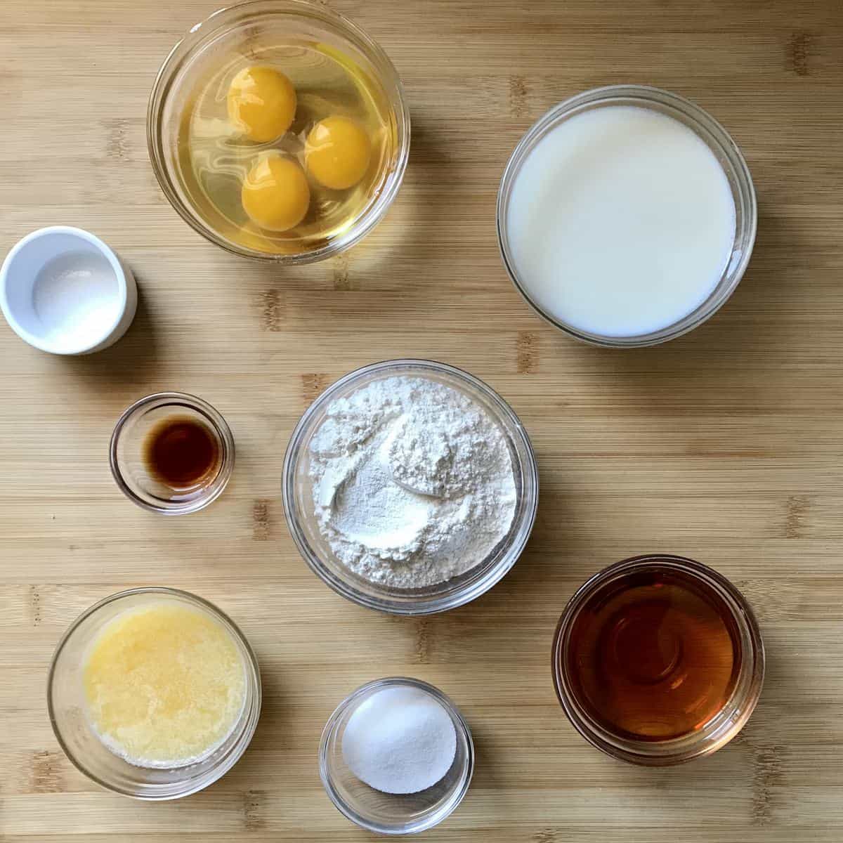 Simple ingredients to make crepes.