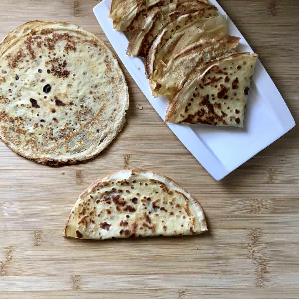 A thin crepe folded in half.