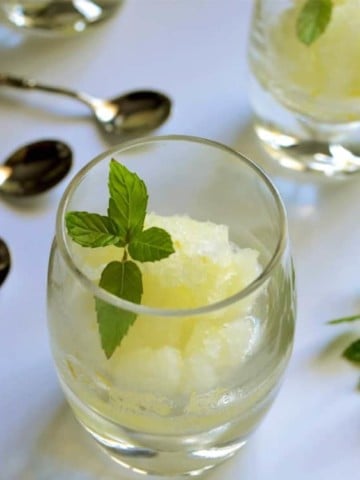 A serving of Homemade Italian Lemon Ice