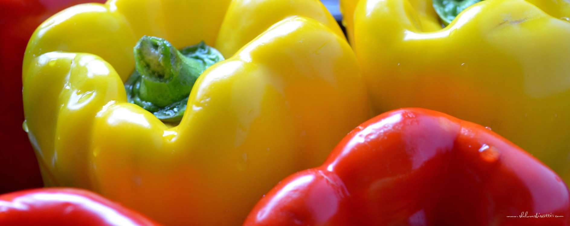 Red and yellow peppers.