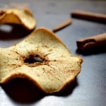 A single Homemade Oven Baked Apple Chip