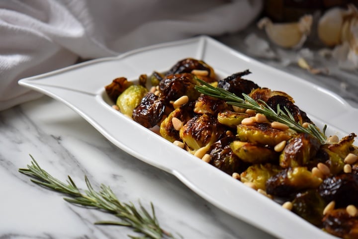 Garlic Roasted Brussels Sprouts She Loves Biscotti