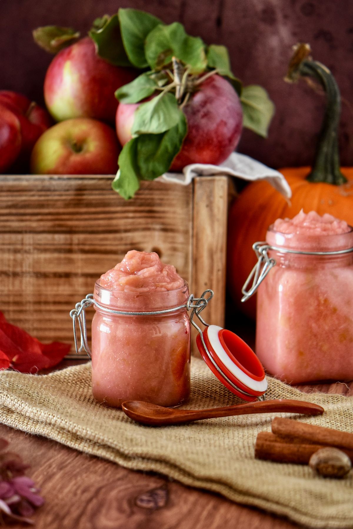 Apple Butter in a large mason jar.