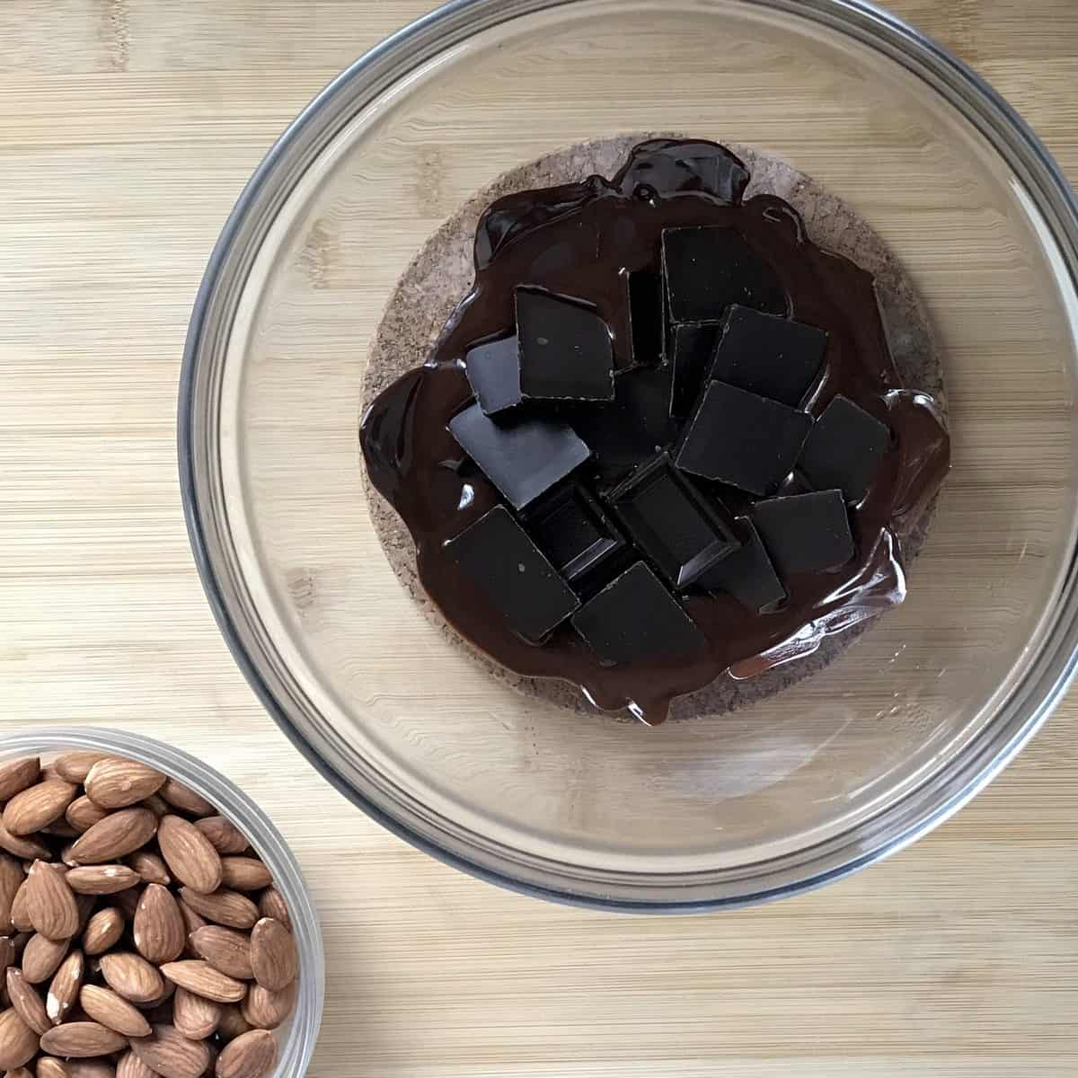 Melted chocolate in a bowl. 