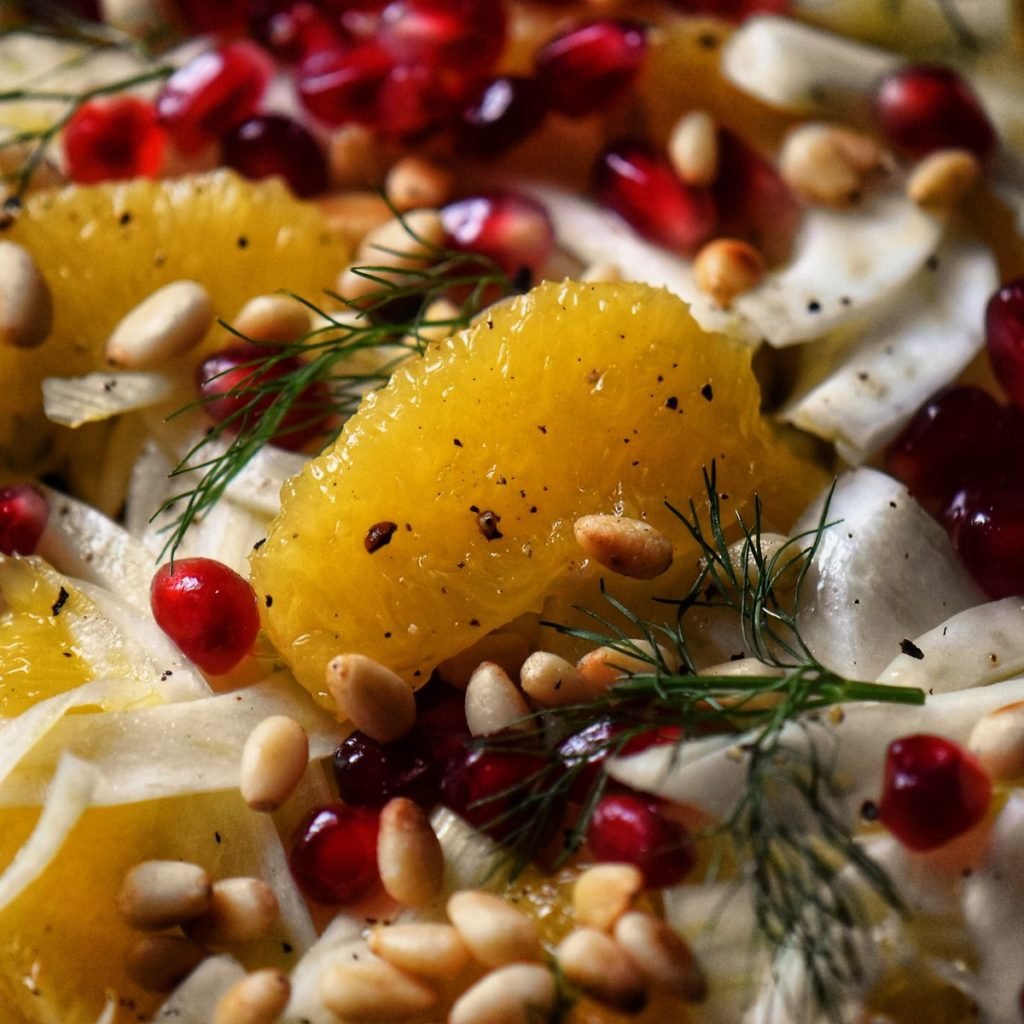 A close up of the fennel orange salad.