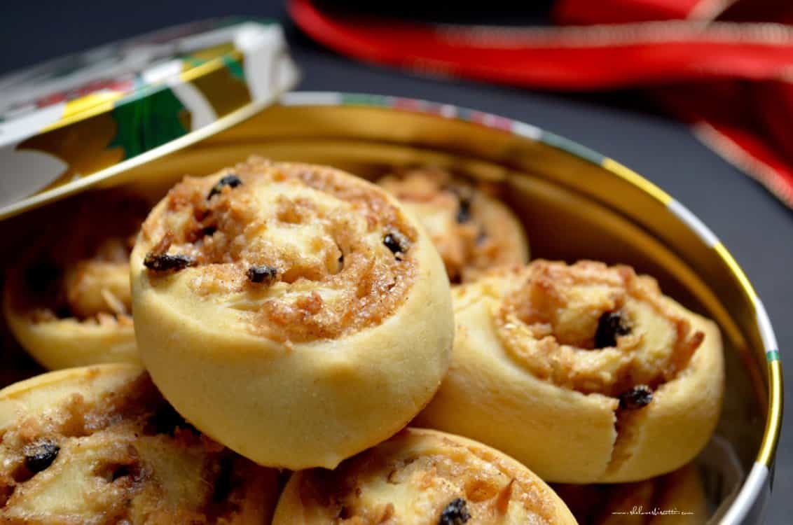 A close up of this pinwheel shaped cookie is shown.