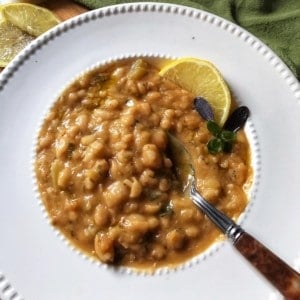 A close up picture of the Easy White Bean Soup.