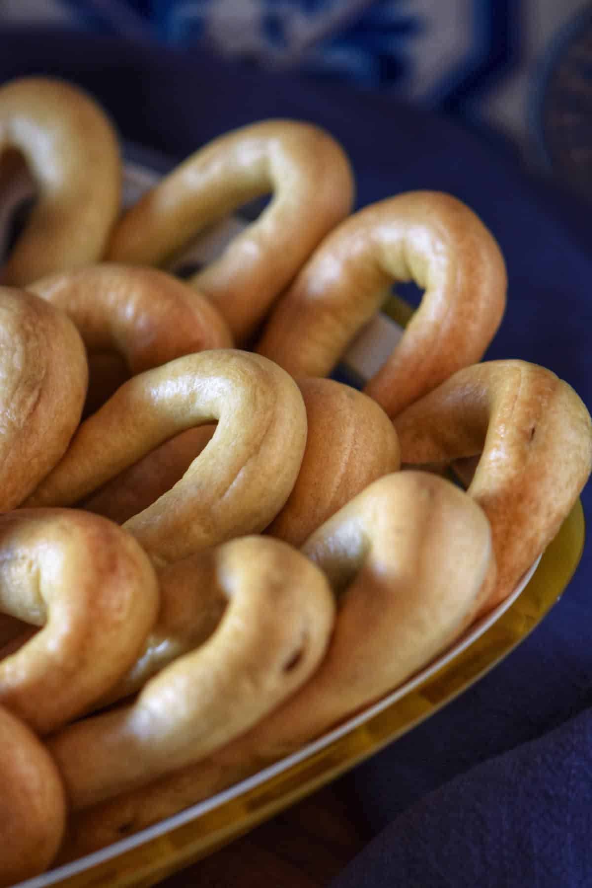 Italian taralli in a basket.