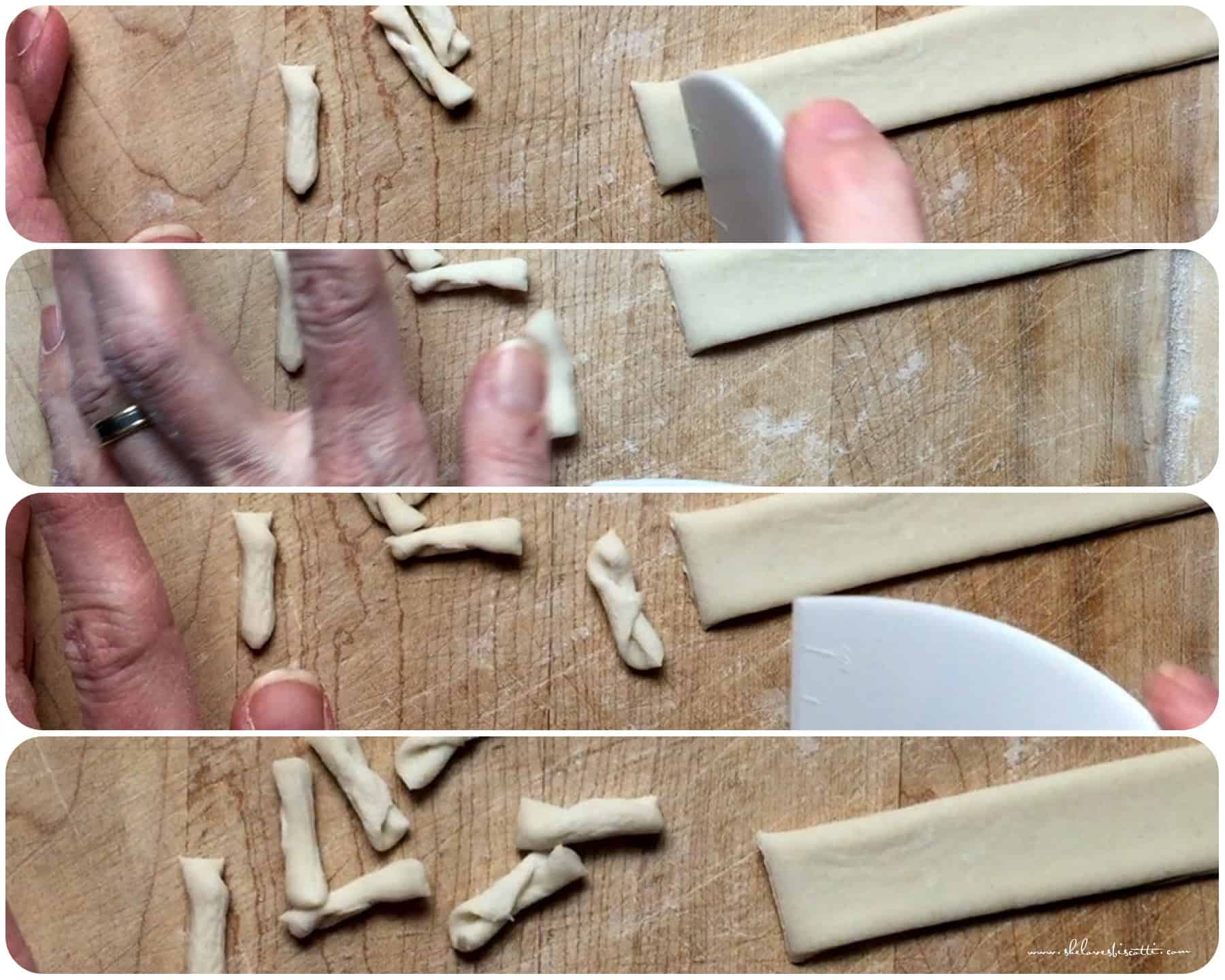 Step by step photo tutorial on how to shape cavatelli.