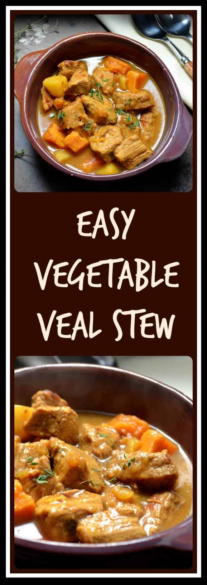 A bowl of Easy Vegetable Veal Stew.