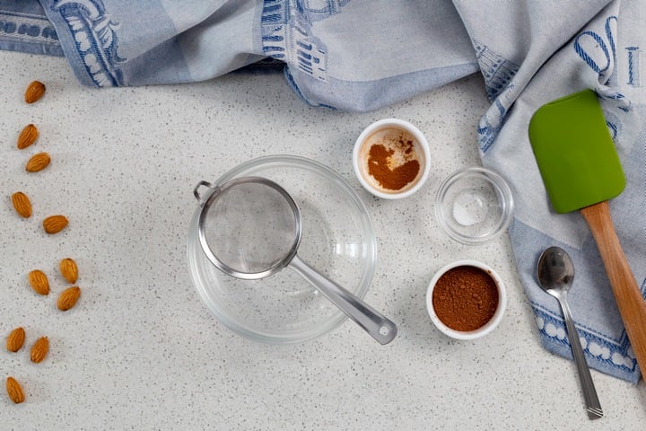 The dry ingredients in small bowls.