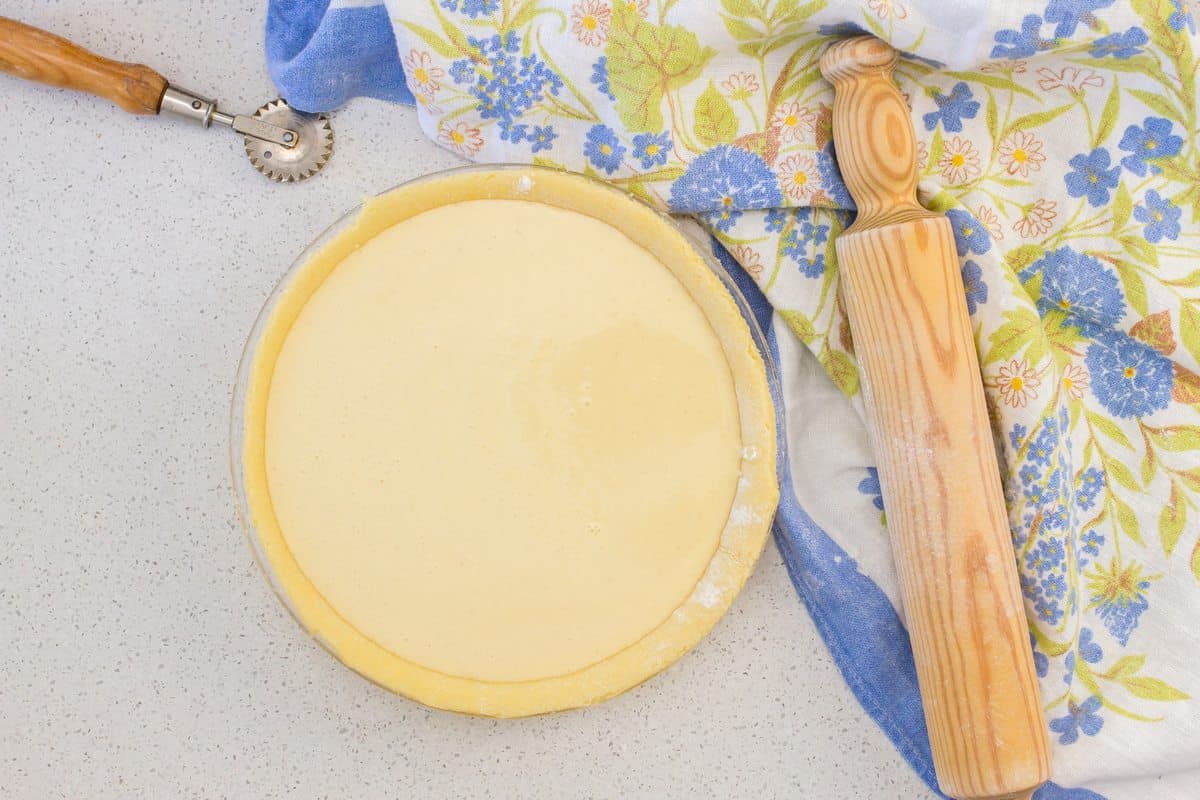 The ricotta pie is ready to be baked.