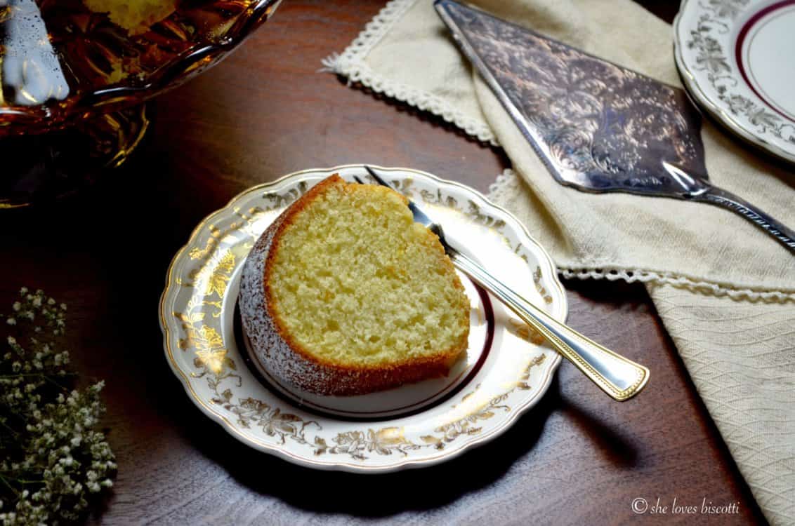 A picture of a Traditional Italian Citrus Ring Cake shot form the top.