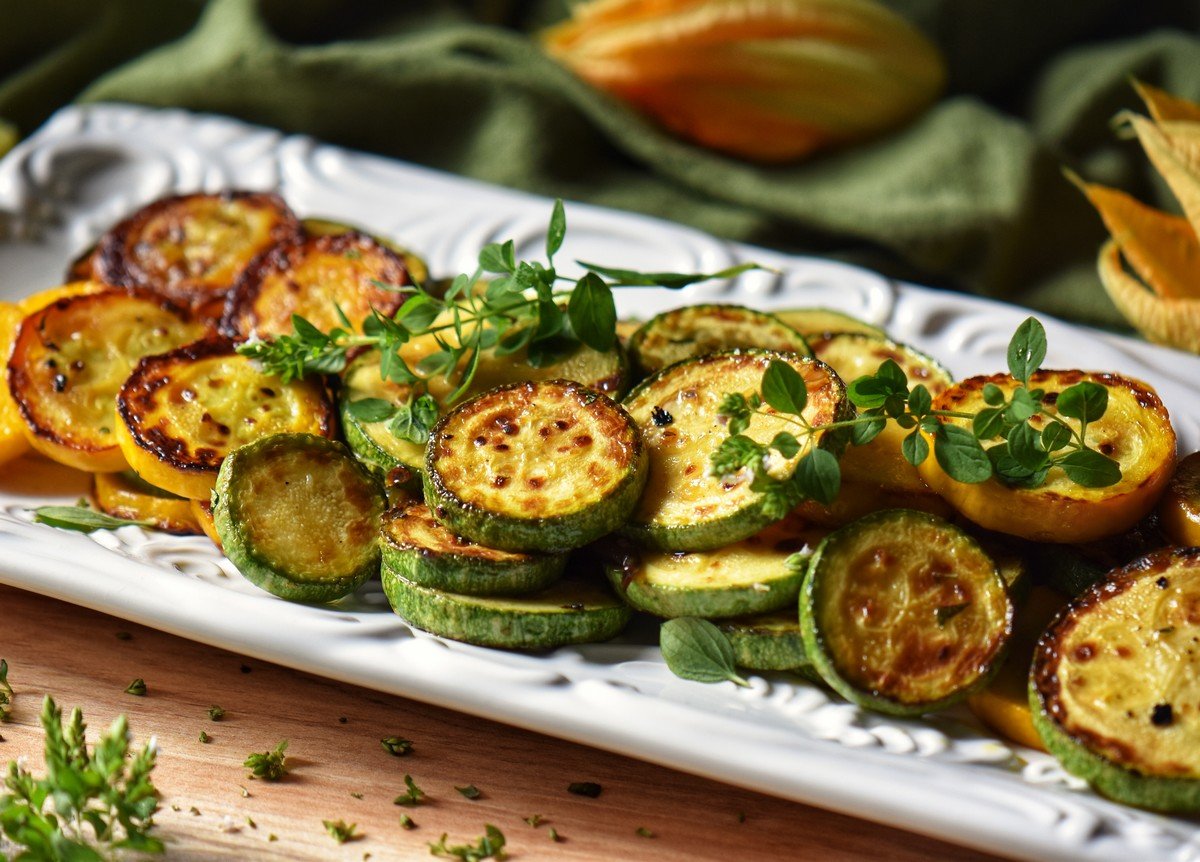 Italain zucchini on a serving tray.