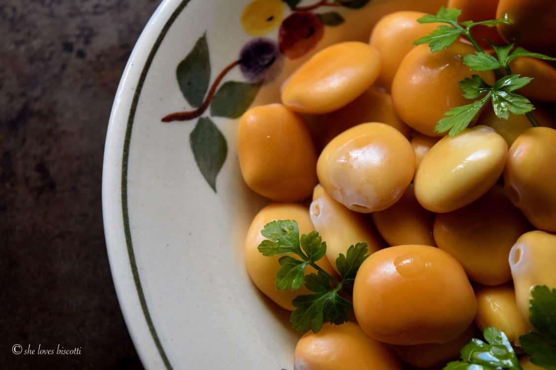 A small plate of Italian Lupini Beans