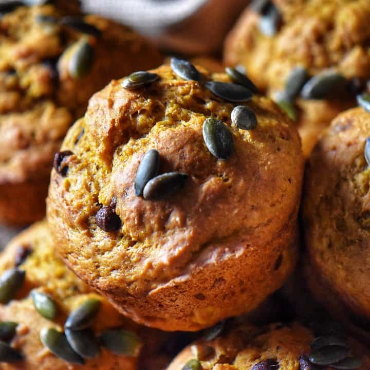 Pumpkin muffins in a basket.