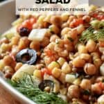 A Italian salad made with fregola, fennel, roasted red pepper and herbs.