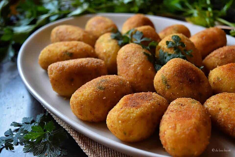 Close up of the potato croquettes.