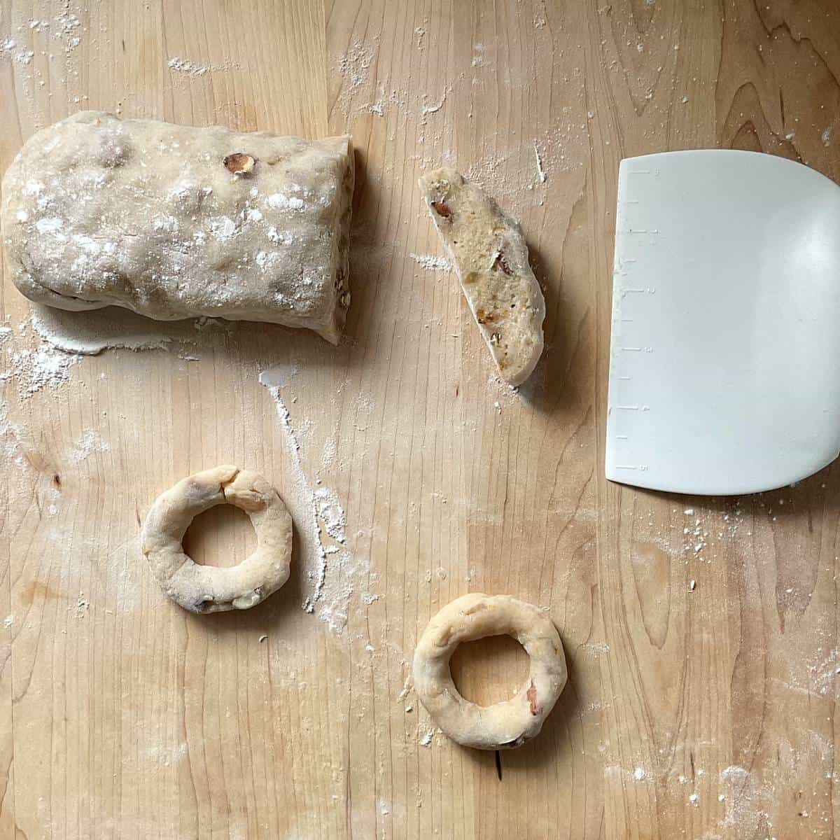 The cookie dough is shaped into a round shape.