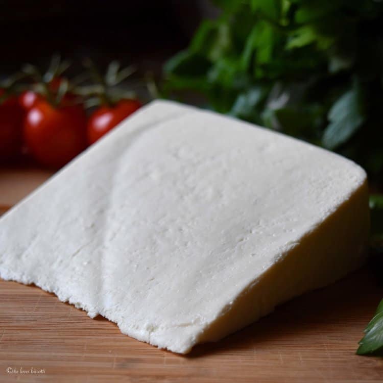 Wedge of the ricotta salata used to make the beet salad.