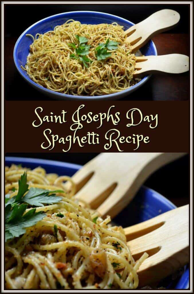 A photo collage of Saint Josephs Day Spaghetti.