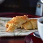 Nutella croissant cookies on a red platter.