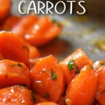 Glazed carrots garnished with parsley.