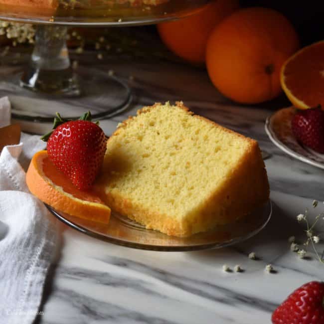 A slice of Orange Chiffon Cake.