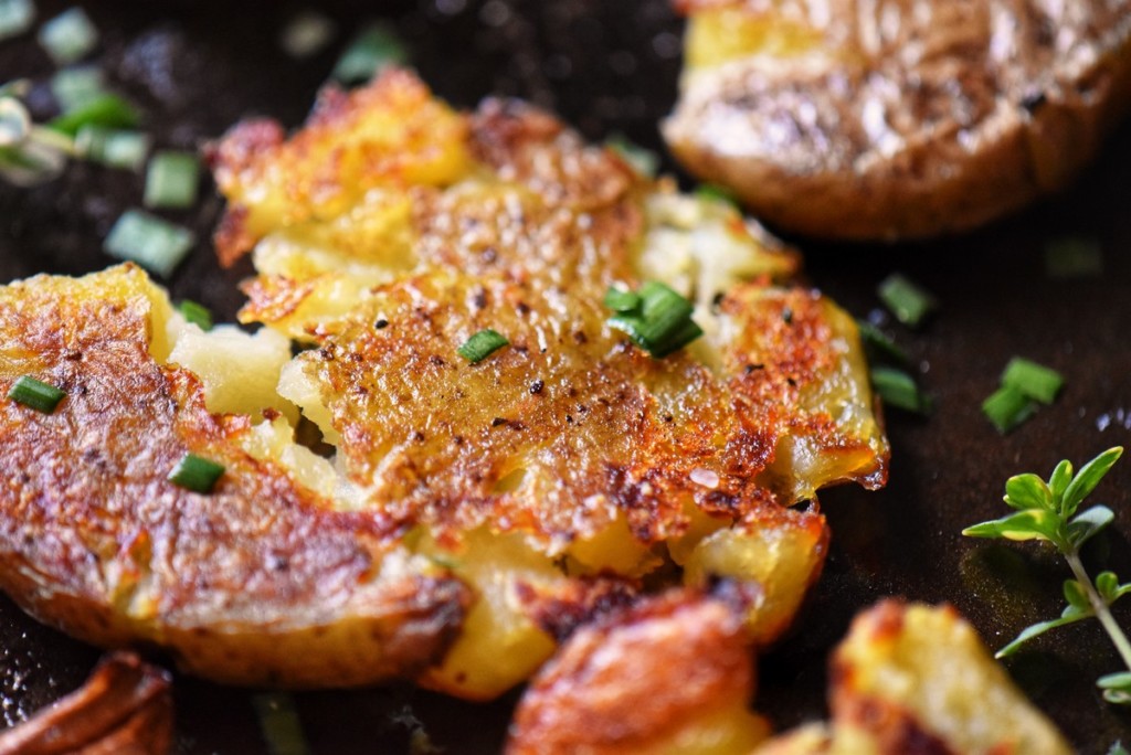 Smashed Fingerling Potatoes with Chives and Garlic - She Loves Biscotti