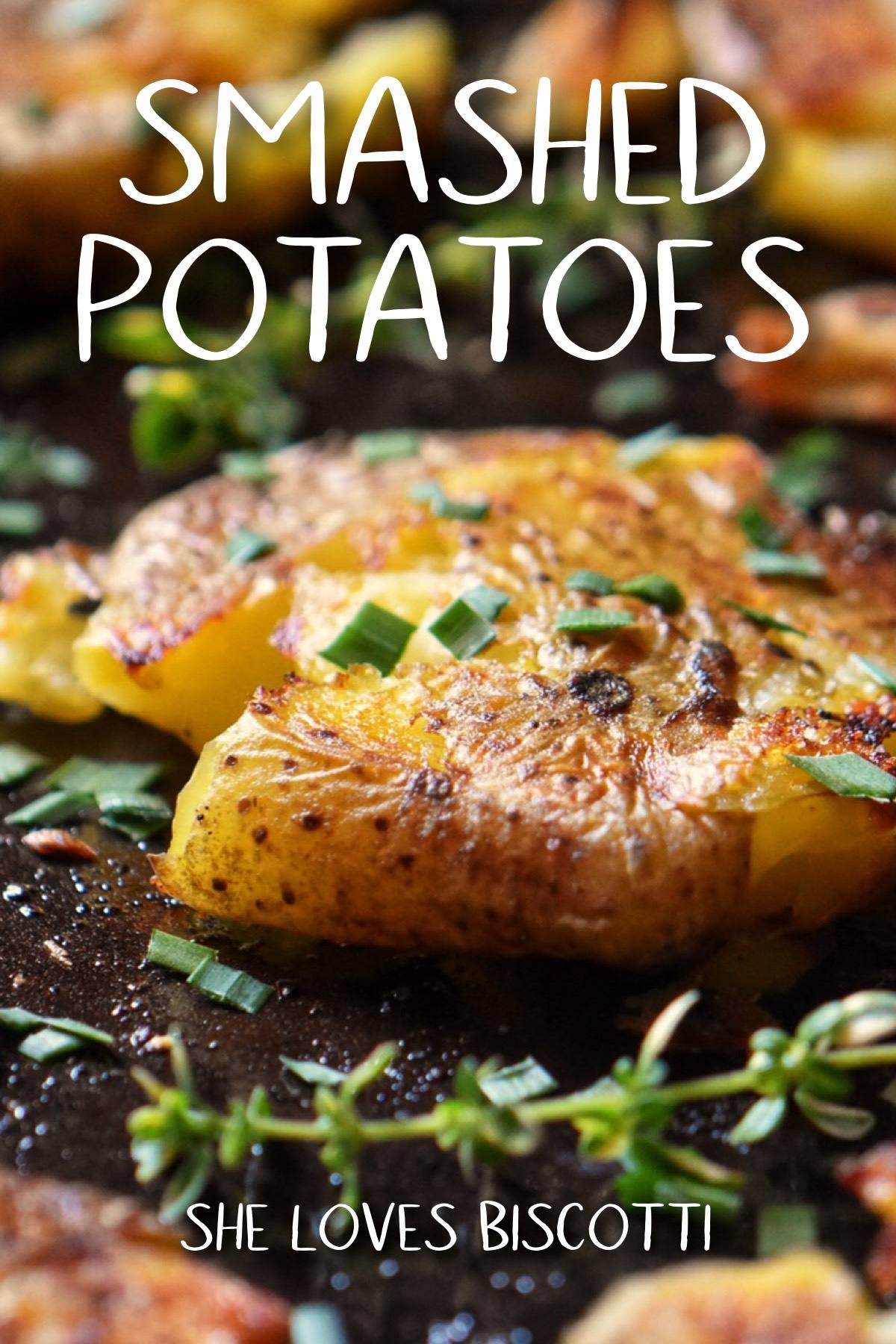 Smashed Fingerling Potatoes with Chives and Garlic - She Loves Biscotti