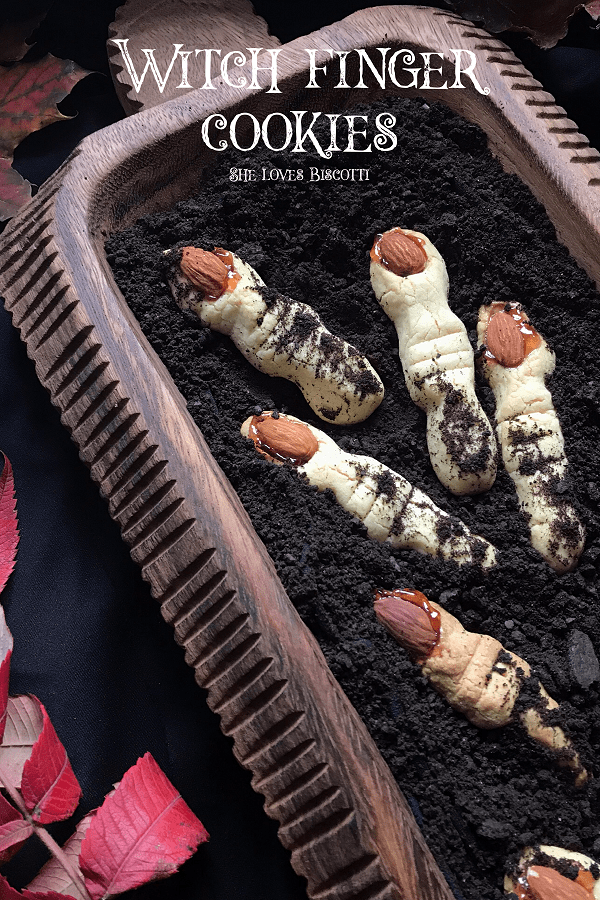 Halloween Witch Finger Butter Cookies: It's so much fun to shape these witch cookies from a cookie dough that comes together so easily. Come and take a look at what is used to make the