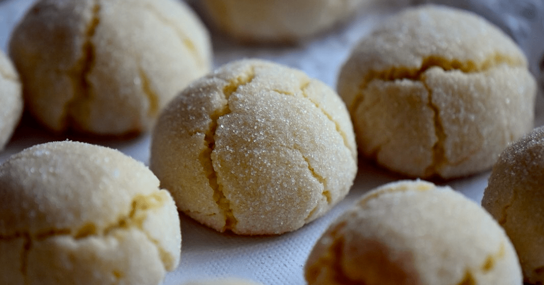 The pretty cracks on the surface of the Soft Amaretti Cookies.