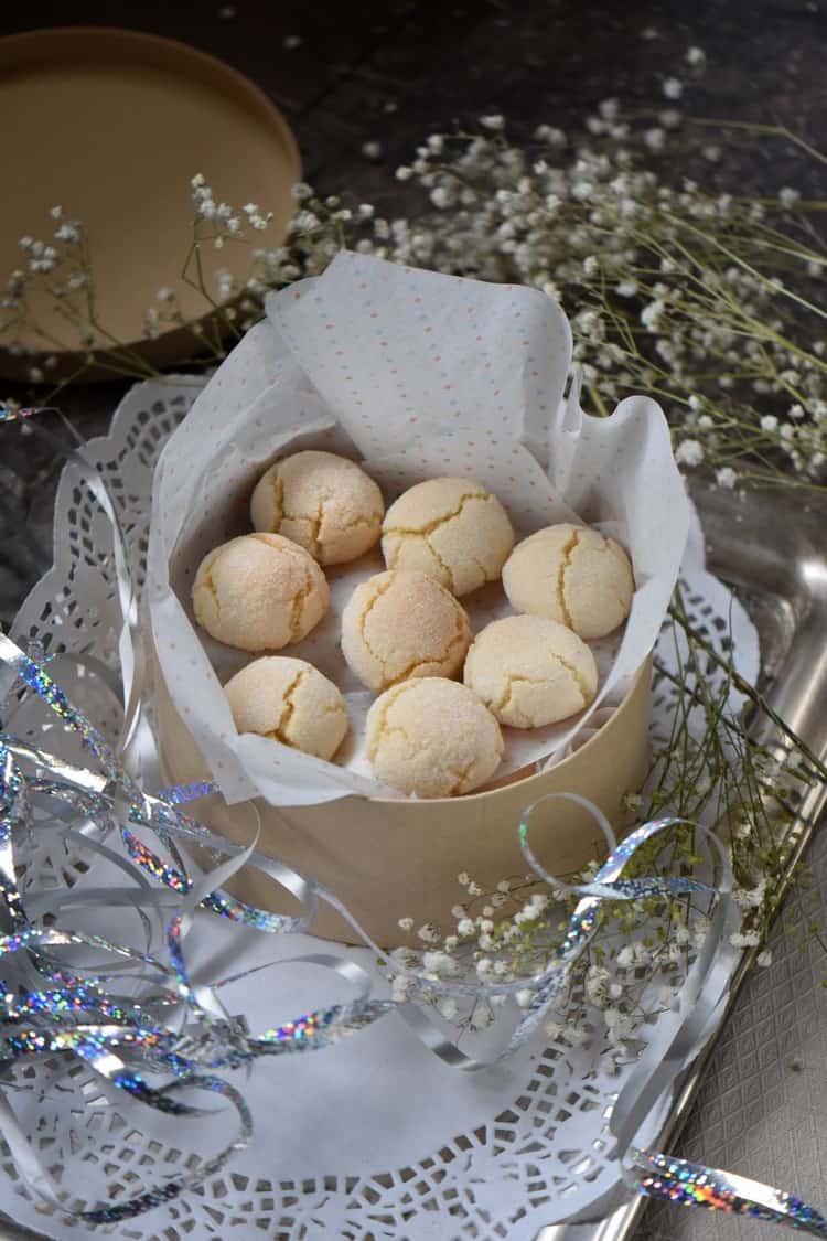 Gift packaged amaretti cookies.
