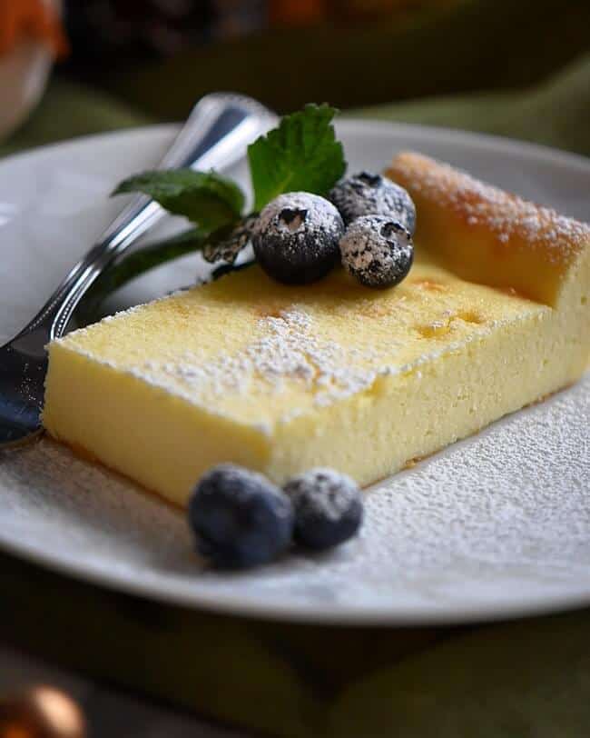 Plated Creamy Limoncello Italian Ricotta Cake Recipe.