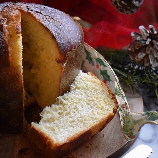 A slice of Zia Michelinas Panettone.