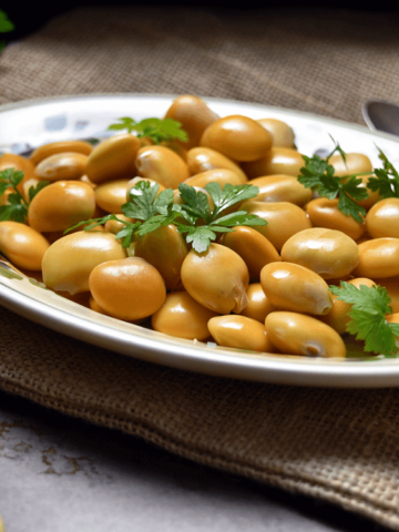 Italian Lupini Beans ready to be served,in a plate.