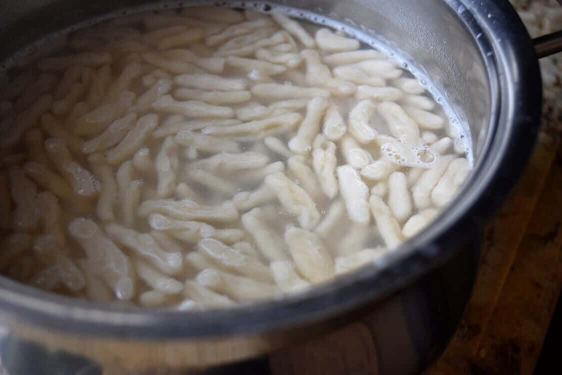 Cavatelli being boiled.