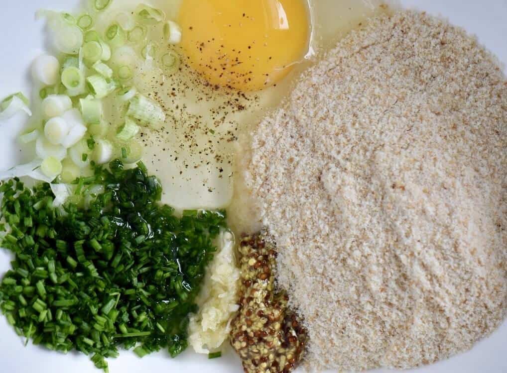 Some of the ingredients required to make the salmon croquettes.