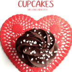 Chocolate Surprise Cupcake placed on a red heart.