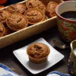 A basket of Orange Date Muffins.