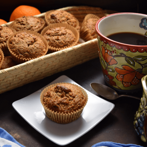 A basket of Orange Date Muffins.