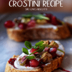 Colorful Whipped Ricotta Pomegranate Crostini Recipe ready to be served.