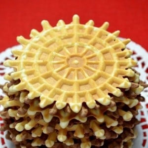 A stack of Italian wafer cookies, pizzelle.