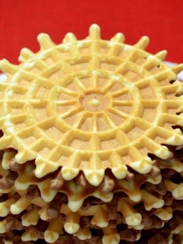 A stack of Italian wafer cookies, pizzelle.