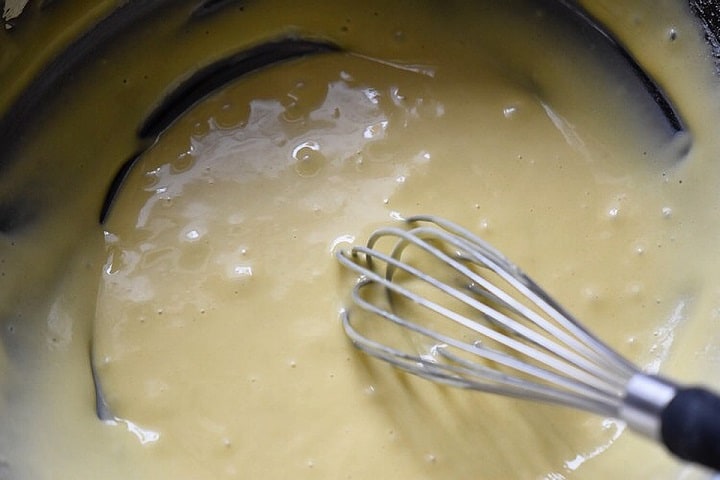 The crust for the rice ricotta Easter pie being whisked together.