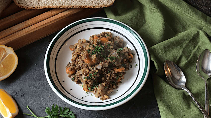 A bowl of hearty and nutritious lentil stew.